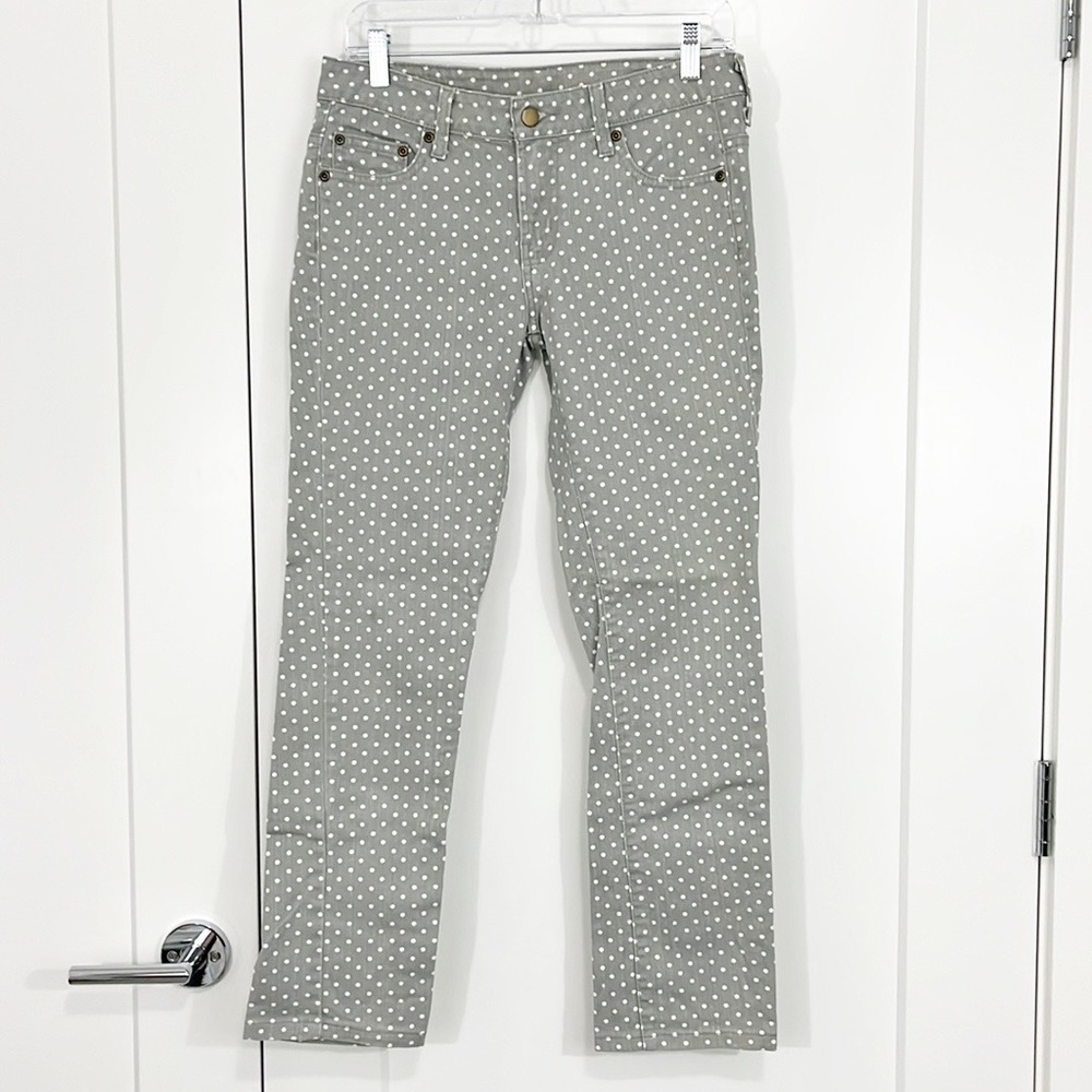 Garnet Hill | Gray Polka Dot Women's Jeans | Size 4 Petite